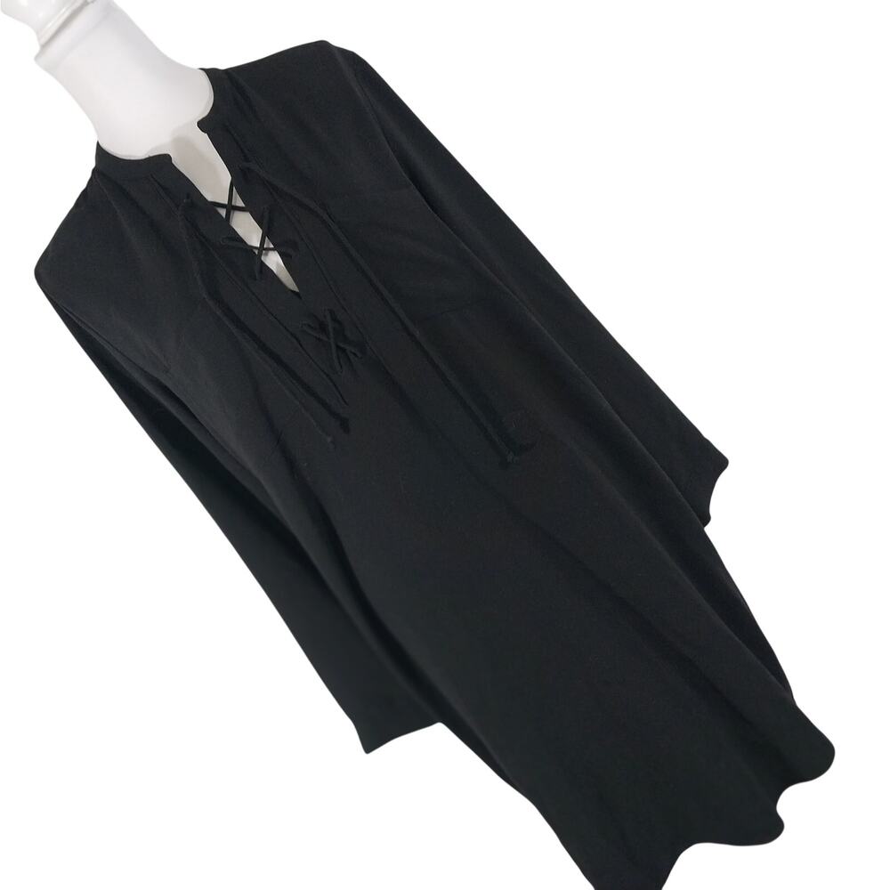 ANN TAYLOR! LUXE BLACK DRAPEY, DREAMY TUNIC STYLE DRESS, LACED FRONT! SZ 12